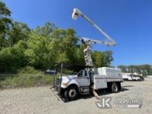 Altec LRV60-E70, Over-Center Elevator Bucket mounted behind cab on 2012 Ford F750 Chipper Dump Truck