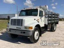(Westlake, FL) 1998 International 4900 4X2 Stake Truck Runs & Moves) (Lift Gate Operates) (Paint Dam