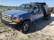 (Westlake, FL) 2000 Ford F450 Crew-Cab Flatbed/Dump Truck Runs & Moves) (PTO Does Not Engage, Dump O