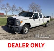 2011 Ford F250 Crew-Cab Pickup Truck Runs & Moves, Rear Passenger Side Damaged, Hood Latch Will Not 