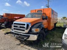 2015 Ford F650 Chipper Dump Truck Not Running, Condition Unknown, No Key, Drive Shaft Removed) (Per 