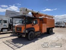 Altec LRV55, Over-Center Bucket Truck mounted behind cab on 2008 GMC C7500 Chipper Dump Truck Runs)(