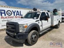 2014 Ford F550 4x4 Extended Cab Auto Crane 6406H Service Truck