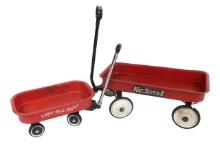 2 Toy Coaster Wagons, Pressed Steel Hy-speed & Little Red Racer, Vg Cond, L