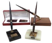 5 Sheaffer Fountain Pens & Desk Sets, White Dot Brown Snorkel W/two-tone Ni