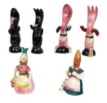 Salt & Pepper Shakers (12 Sets) Anthropomorphic Pineapple/carrot Head Clean