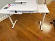 upstairs, single white sewing table