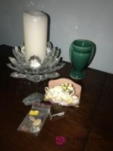 Crystal glass candle holder/napkin holder-pottery vase