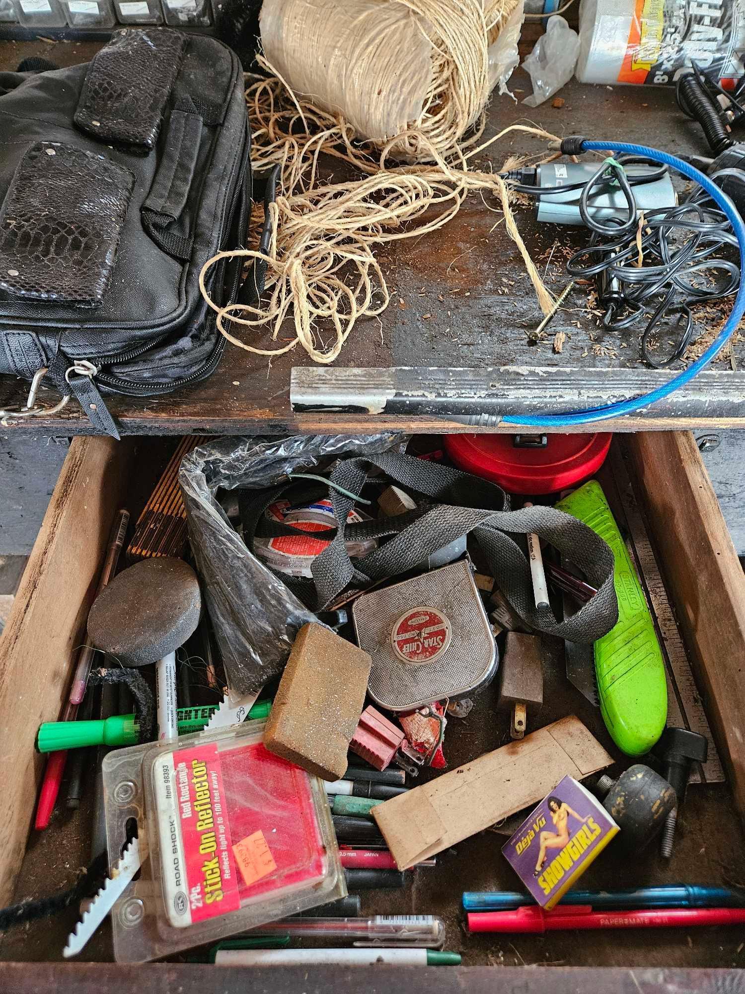 Work bench with contents.