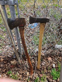 Yard tool lot, including.mall and axe