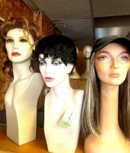 3- wigs with plastic heads