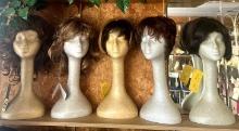 5- wigs with styrofoam heads