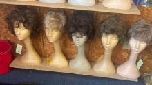 5- wigs with styrofoam heads