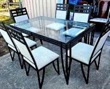 36x60 glass top patio table with 6 chairs