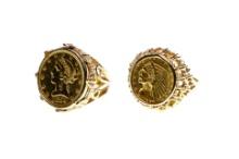 Gold Coins in 14k Yellow Gold Settings