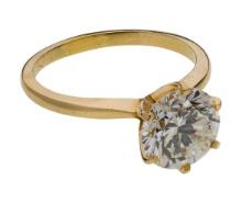 14k Yellow Gold and Diamond Solitaire Ring