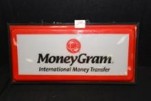 MoneyGram International Money Transfer Lighted Hanging Sign; 25"x12"