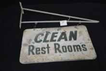 Tin 2-Sided Hanging Restroom Sign