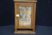 Stickney and Poors Advertising Sign in Oak Counter Top Display Cabinet