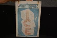 Manitowoc Ice Double-Sided Tin Advertising Sign; Some Sun Fade and Surface Rust; 36"x24"
