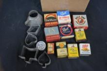 Box of Misc. Tin Cookie Cutters and Spice Containers