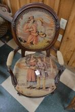 Antique Colonial Tapestry Parlor Chair