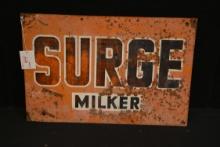 Surge Milkers Tin Sign; 18"x12"