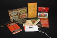 Group of Vintage Matches, Razor Blades, Etc.