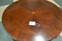 Round Hand Carved Clawfoot Cord Design Table w/Inlay Top; 24"x25"