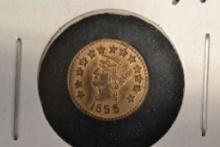 1855 California Gold Quarter Dollar