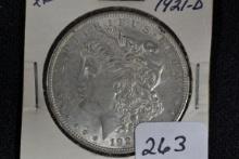 1921-D Morgan Dollar; XF