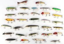 LOT OF 30 VINTAGE WOOD AND PLASTIC LURES