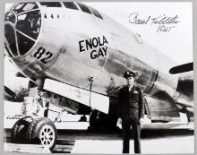 PAUL TIBBETS PILOT SIGNED  PHOTO WITH ENOLA GAY