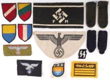 WWII GERMAN SS PATCHES SHOULDER BOARDS ARMBAND LOT