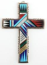 LARGE STERLING SILVER NATIVE AMERICAN CROSS