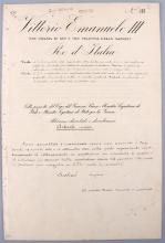 BENITO MUSSOLINI VICTOR EMANUELE SIGNED CITATION