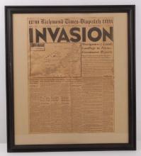D DAY FRONT PAGE RICHMOND TIMES DISPATCH NEWSPAPER