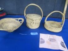3 HAND MADE BASKETS BY BEATRICE OAKLEY CHARLESTON, SC