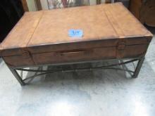 COFFEE TABLE ON METAL BASE LEATHER LOOK  40 X 26