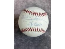 Whitey Ford & Yogi Berra dual signed MLB baseball, Steiner, blue ink