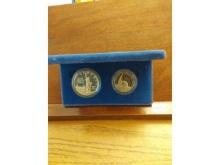 1986 STATUE OF LIBERTY 2-COIN COMMEMORATIVE SET IN HOLDER PF
