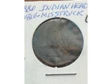 1880 INDIAN HEAD CENT DOUBLE STRUCK ERROR