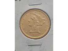 1881S $5. LIBERTY HEAD GOLD PIECE CH-BU