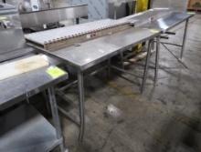 stainless table w/ roller conveyor