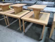 wooden tables w/ raised center