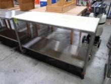 poly-top table w/ undershelf, on casters