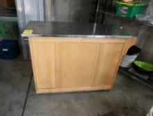 demo cart- wooden cart w/ stainless top