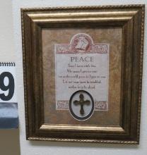 Peace with Cross Framed Art, 12"x14"