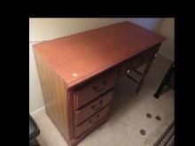 Oak desk 40" wide x 18" deep and lamp