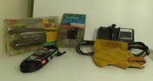 Pond fountain pump, landscape lighting wire, leather tool bag, sony weather am fm radio, Dorman hydr
